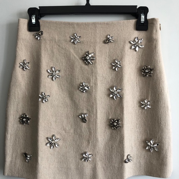 NWT Jewel Trim Linen Blend Mini Skirt XS - Picture 9 of 11